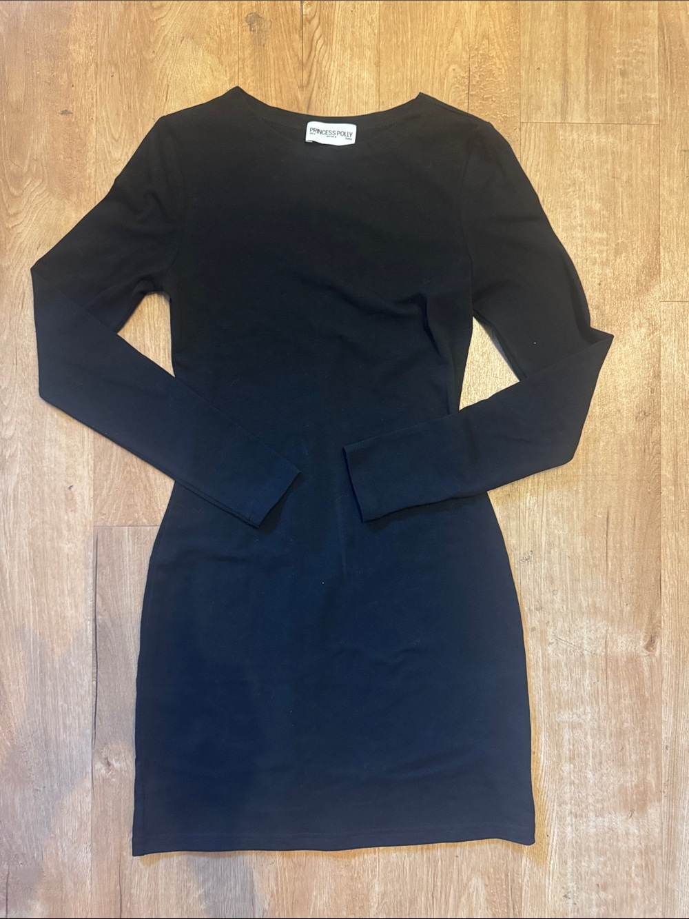 Princess Polly Black Long Sleeve Bodycon Mini Dress sz 4